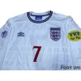 Photo3: England Euro 2000 Home Long Sleeve Shirt #7 Beckham UEFA Euro 2000 Patch Fair Play Patch