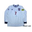 Photo1: England Euro 2000 Home Long Sleeve Shirt #7 Beckham UEFA Euro 2000 Patch Fair Play Patch (1)