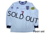 England Euro 2000 Home Long Sleeve Shirt #7 Beckham UEFA Euro 2000 Patch Fair Play Patch