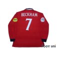 Photo2: England Euro 2000 Away Long Sleeve Shirt #7 Beckham UEFA Euro 2000 Patch Fair Play Patch (2)