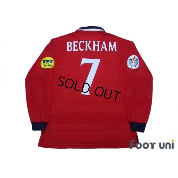 Photo2: England Euro 2000 Away Long Sleeve Shirt #7 Beckham UEFA Euro 2000 Patch Fair Play Patch