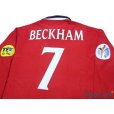 Photo4: England Euro 2000 Away Long Sleeve Shirt #7 Beckham UEFA Euro 2000 Patch Fair Play Patch