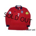 England Euro 2000 Away Long Sleeve Shirt #7 Beckham UEFA Euro 2000 Patch Fair Play Patch