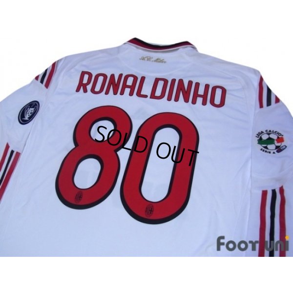 Photo4: AC Milan 2009-2010 Away Player Long Sleeve Shirt #80 Ronaldinho Lega Calcio Serie A Patch/Badge Champions League Trophy Patch/Badge