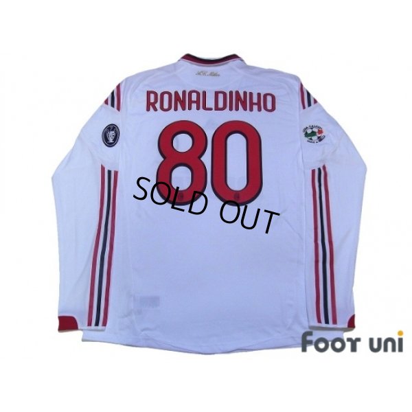 Photo2: AC Milan 2009-2010 Away Player Long Sleeve Shirt #80 Ronaldinho Lega Calcio Serie A Patch/Badge Champions League Trophy Patch/Badge
