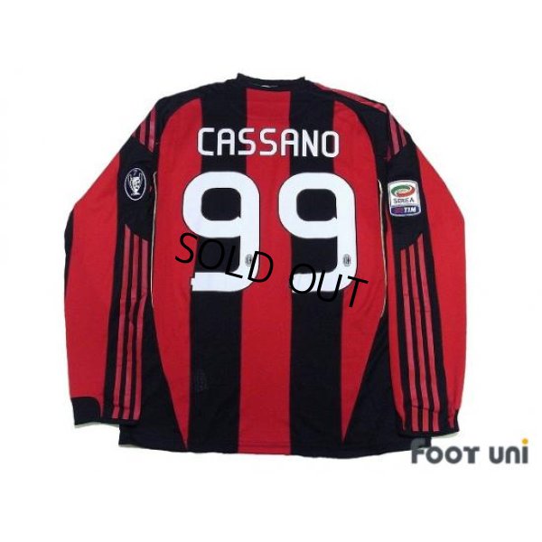 Photo2: AC Milan 2010-2011 Home Player Long Sleeve Shirt #99 Cassano Serie A Tim Patch/Badge