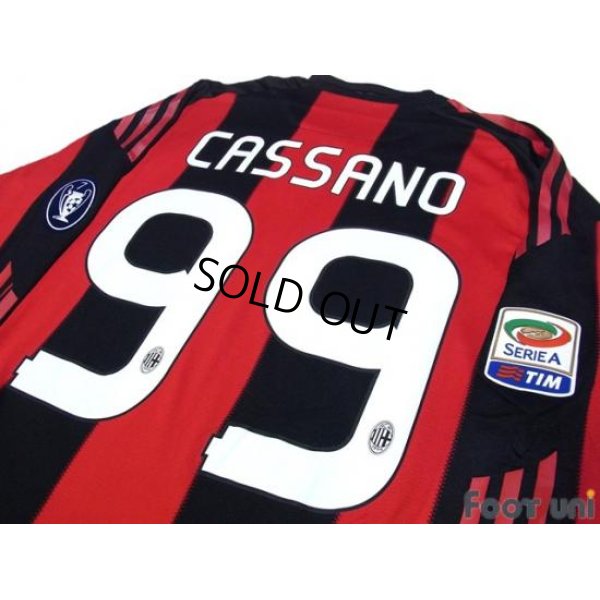 Photo3: AC Milan 2010-2011 Home Player Long Sleeve Shirt #99 Cassano Serie A Tim Patch/Badge