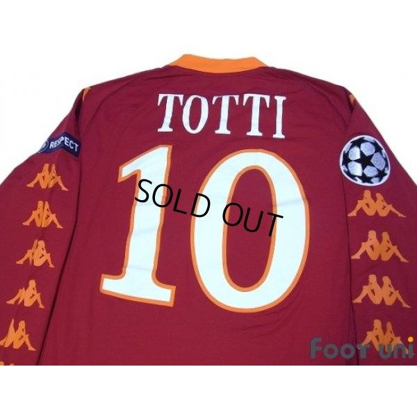 Photo4: AS Roma 2010-2011 Home Long Sleeve Shirt #10 Totti Champions League Patch/Badge + Respect Patch/Badge