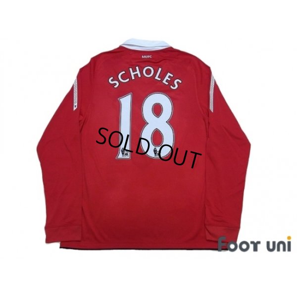 Photo2: Manchester United 2010-2011 Home Long Sleeve Shirt #18 Scholes