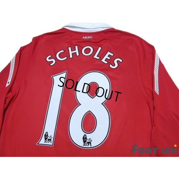 Photo4: Manchester United 2010-2011 Home Long Sleeve Shirt #18 Scholes