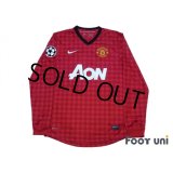 Manchester United 2012-2013 Home Long Sleeve Shirt #20 van Persie Champions League Patch/Badge