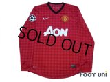 Manchester United 2012-2013 Home Long Sleeve Shirt #20 van Persie Champions League Patch/Badge