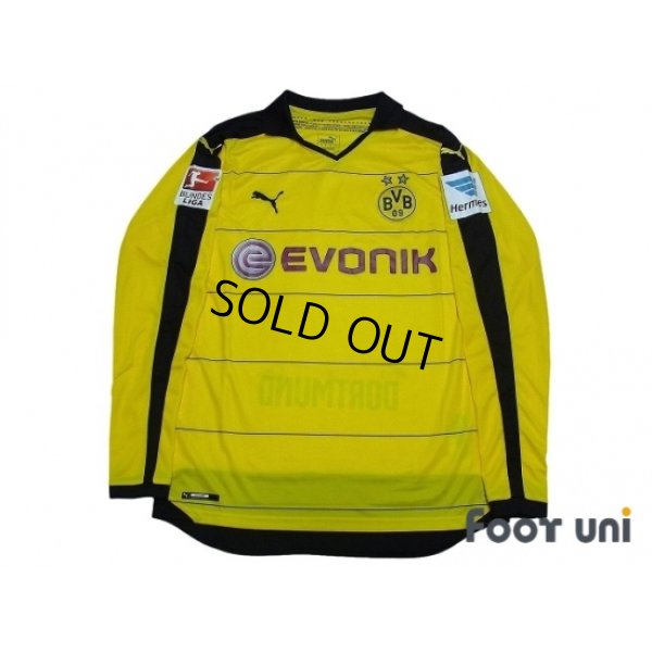 Photo1: Borussia Dortmund 2015-2016 Home Long Sleeve Shirt Bundesliga Patch/Badge Hermes Patch/Badge