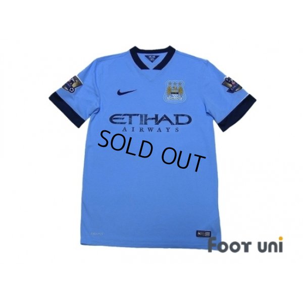 Photo1: Manchester City 2014-2015 Home Shirt #16 Kun Aguero Champions Barclays Premier League Patch/Badge