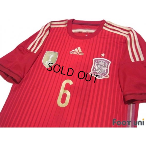 Photo3: Spain 2014 Home Authentic Shirt and shorts Set #6 A.Iniesta 2010 FIFA World Champions Patch