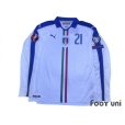 Photo1: Italy Euro 2015 Away Long Sleeve Shirt #21 Pirlo (1)