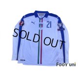 Italy Euro 2015 Away Long Sleeve Shirt #21 Pirlo