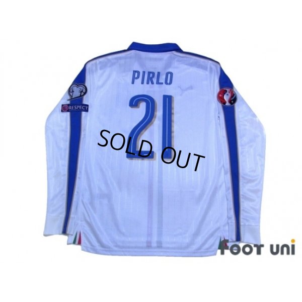 Photo2: Italy Euro 2015 Away Long Sleeve Shirt #21 Pirlo