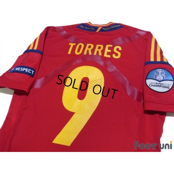 Photo4: Spain 2012 Home Techfit Shirt #9 Torres UEFA Euro 2008 Champions Patch