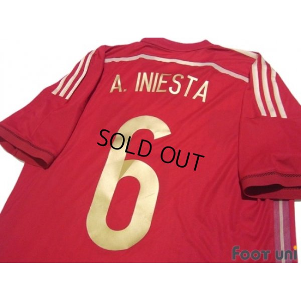 Photo4: Spain 2014 Home Authentic Shirt and shorts Set #6 A.Iniesta 2010 FIFA World Champions Patch