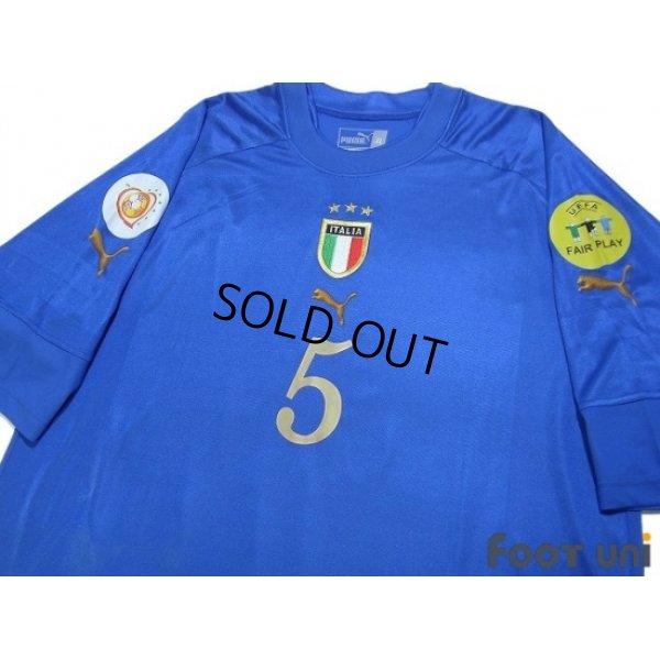 Photo3: Italy Euro 2004 Home Shirt #5 F.Cannavaro UEFA Fair Play Patch