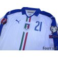 Photo3: Italy Euro 2015 Away Long Sleeve Shirt #21 Pirlo (3)