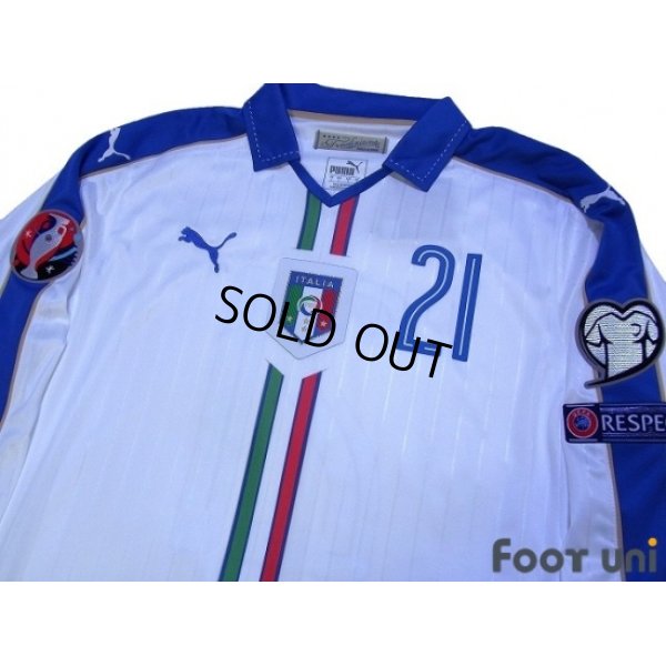 Photo3: Italy Euro 2015 Away Long Sleeve Shirt #21 Pirlo