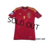 Spain 2012 Home Techfit Shirt #9 Torres UEFA Euro 2008 Champions Patch