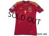 Spain 2012 Home Techfit Shirt #9 Torres UEFA Euro 2008 Champions Patch