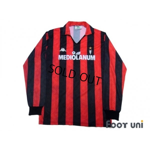 Photo1: AC Milan 1989-1990 Home Long Sleeve Shirt