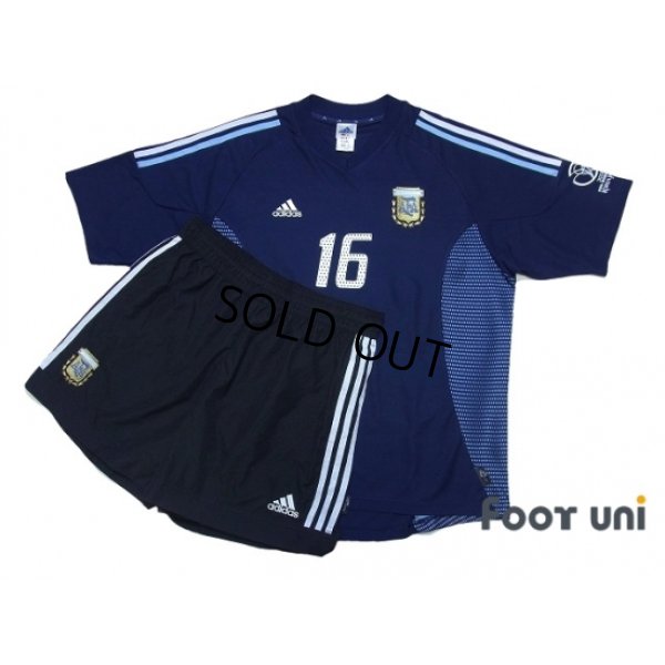 Photo1: Argentina 2002 Away Shirt and Shorts Set #16 Aimar Korea Japan FIFA World Cup 2002 Patch/Badge