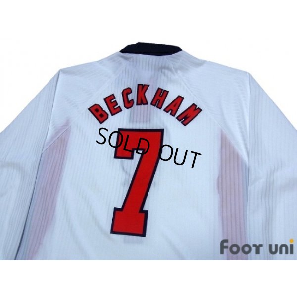 Photo4: England 1998 Home Long Sleeve Shirt #7 Beckham