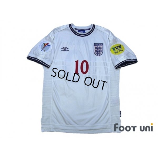 Photo1: England Euro 2000 Home Shirt #10 Owen UEFA Euro 2000 Patch/Badge UEFA Fair Play Patch/Badge