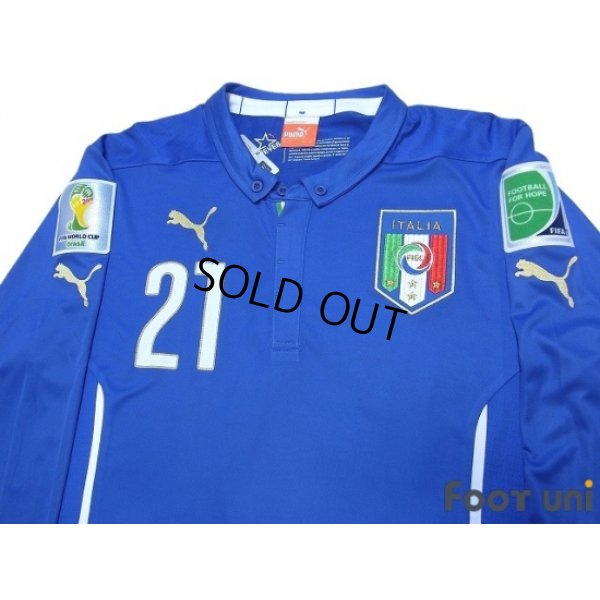 Photo3: Italy 2014 Home Long Sleeve Shirt #21 Pirlo w/tags