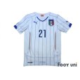 Photo1: Italy 2014 Away Shirt #21 Pirlo (1)