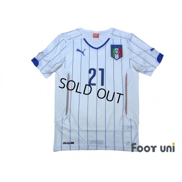 Photo1: Italy 2014 Away Shirt #21 Pirlo