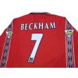 Photo4: Manchester United 1998-2000 Home Long Sleeve Shirt #7 Beckham Premier League Champion 1998-1999 Gold Patch / Badge w/tags  (4)