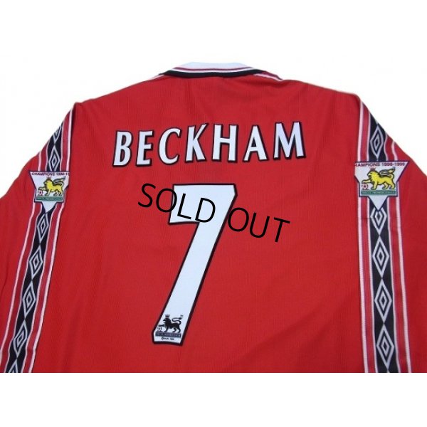 Photo4: Manchester United 1998-2000 Home Long Sleeve Shirt #7 Beckham Premier League Champion 1998-1999 Gold Patch / Badge w/tags 