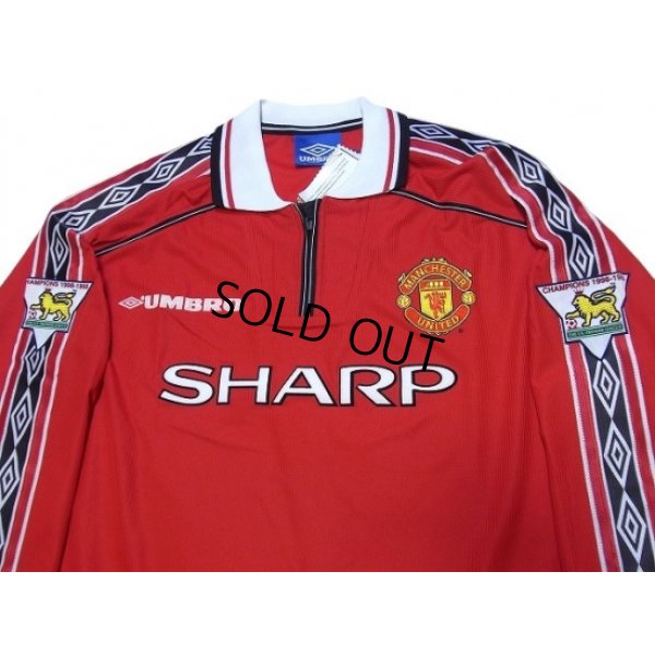 Photo3: Manchester United 1998-2000 Home Long Sleeve Shirt #7 Beckham Premier League Champion 1998-1999 Gold Patch / Badge w/tags 