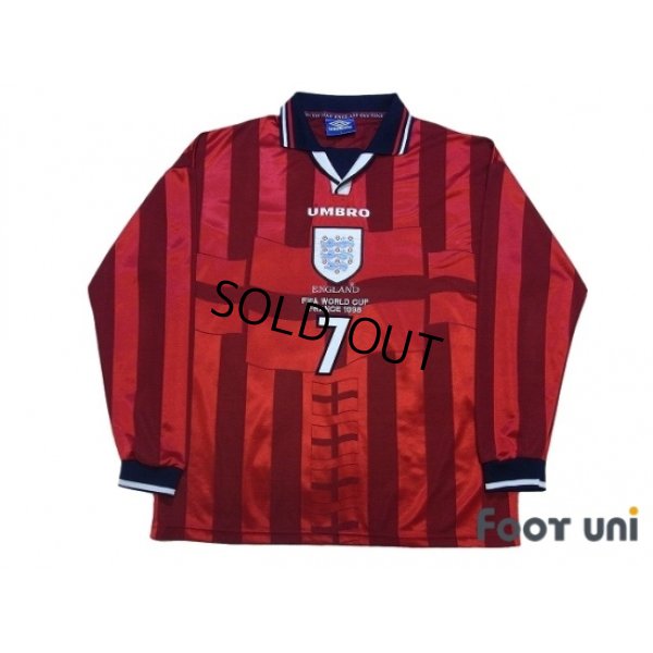 Photo1: England 1998 Away Long Sleeve Shirt #7 Beckham