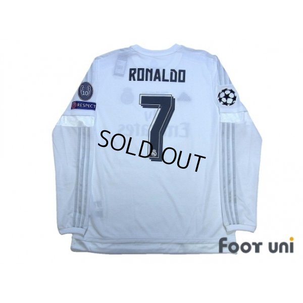 Photo2: Real Madrid 2015-2016 Home Long Sleeve Shirt #7 Ronaldo w/tags