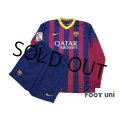FC Barcelona 2013-2014 Home Long Sleeve Shirt and Shorts Set #3 pique LFP Patch/Badge