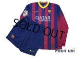 FC Barcelona 2013-2014 Home Long Sleeve Shirt and Shorts Set #3 pique LFP Patch/Badge