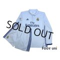 Real Madrid 2016-2017 Home Long Sleeve Shirt and Shorts Set #7 Ronaldo LFP Patch/Badge