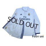 Real Madrid 2016-2017 Home Long Sleeve Shirt and Shorts Set #7 Ronaldo LFP Patch/Badge