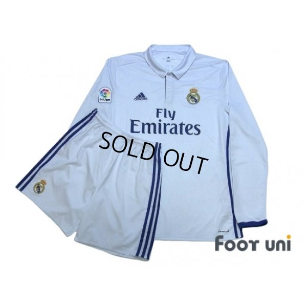 Photo1: Real Madrid 2016-2017 Home Long Sleeve Shirt and Shorts Set #7 Ronaldo LFP Patch/Badge