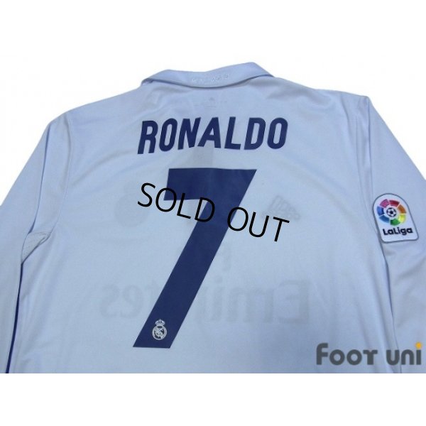 Photo5: Real Madrid 2016-2017 Home Long Sleeve Shirt and Shorts Set #7 Ronaldo LFP Patch/Badge