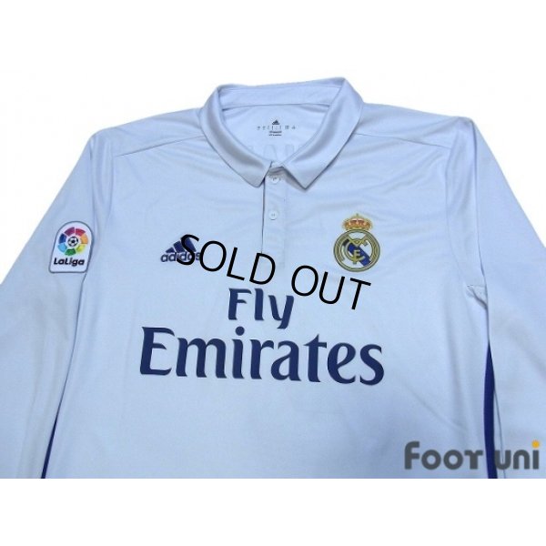 Photo4: Real Madrid 2016-2017 Home Long Sleeve Shirt and Shorts Set #7 Ronaldo LFP Patch/Badge