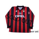 AC Milan 1996-1997 Home Long Sleeve Shirt #18 Baggio Scudetto Patch/Badge