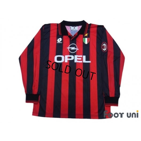 Photo1: AC Milan 1996-1997 Home Long Sleeve Shirt #18 Baggio Scudetto Patch/Badge
